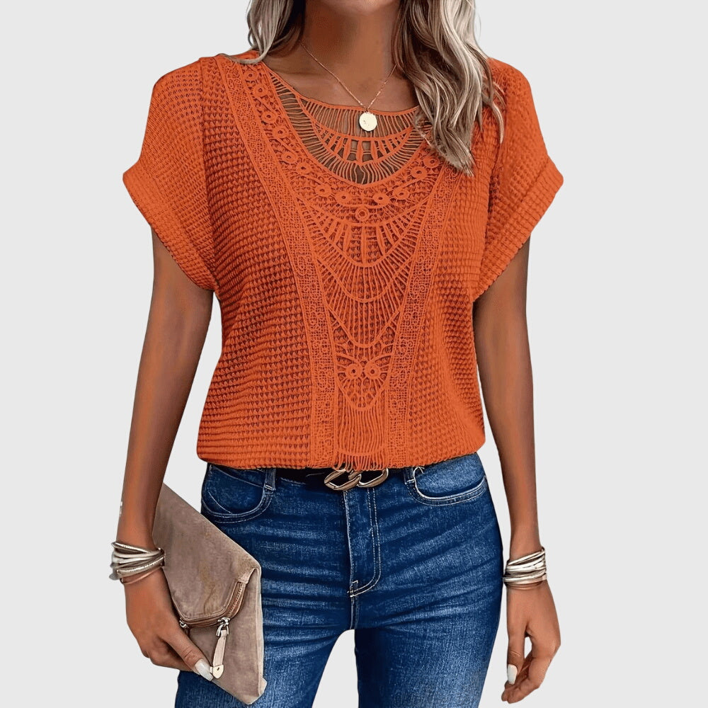 Lucie | Blouse Élégante Style Ibiza — Orange / S