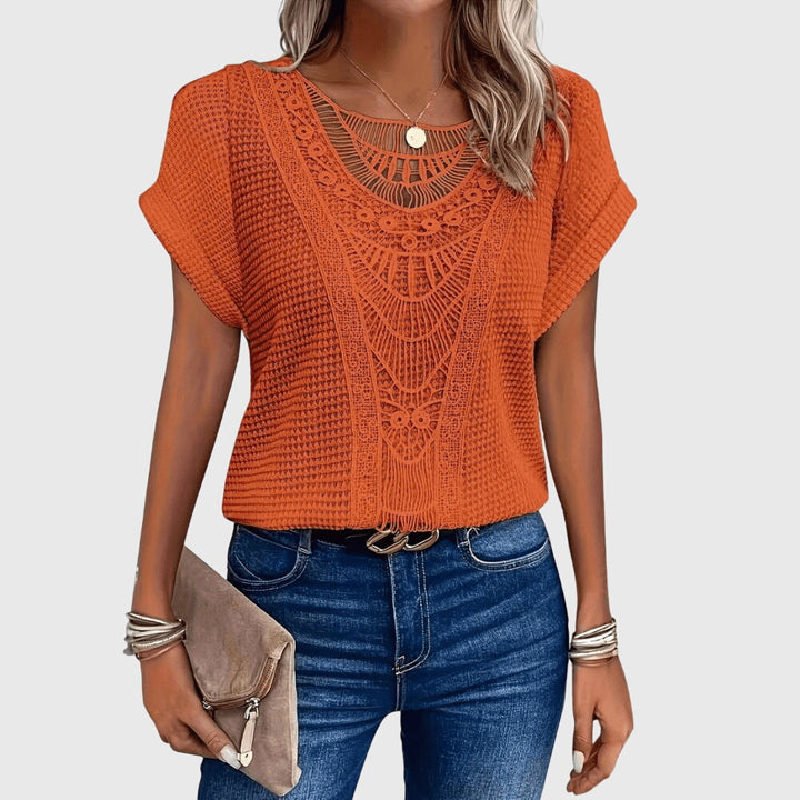 Lucie | Blouse Élégante Style Ibiza — Orange / S