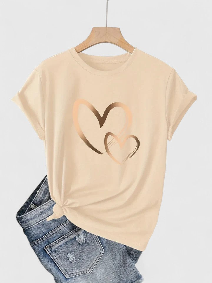 Clara | T Shirt Confortable à Manches Courtes — Abricot / S