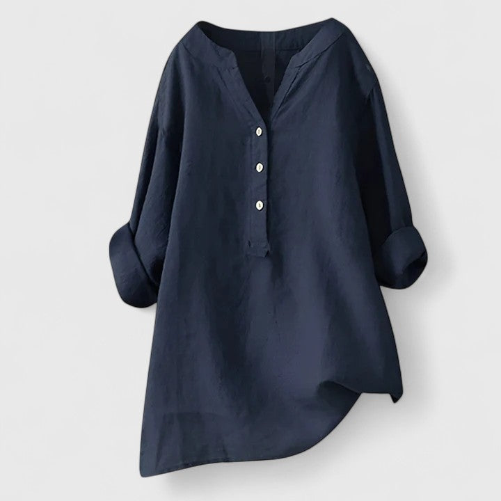 Éléonore | Chemise Élégante à Boutons — Bleu Marine / S