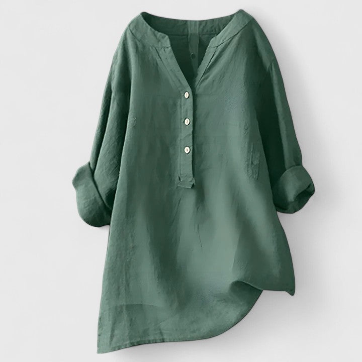 Éléonore | Chemise Élégante à Boutons — Vert / S