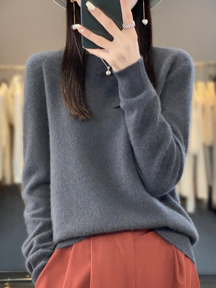 Julie | Pull en Coton Douillet — Gris Foncé / S