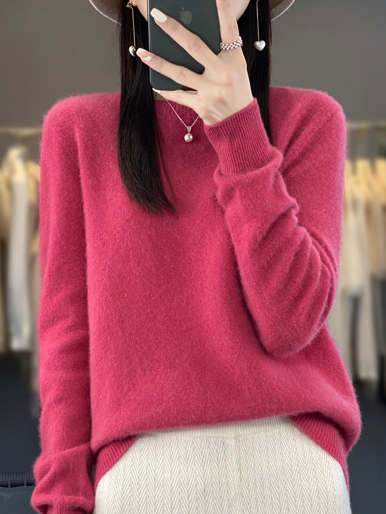 Julie | Pull en Coton Douillet — Rouge Framboise / S
