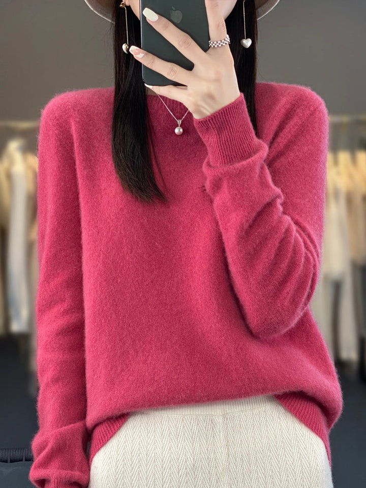 Julie | Pull en Coton Douillet — Rouge Framboise / S