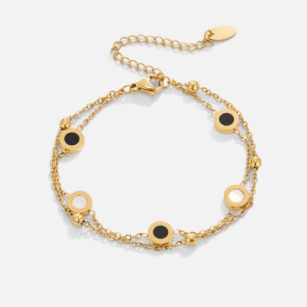 Bracelets Femme Bracelet en onyx et pierre blanche