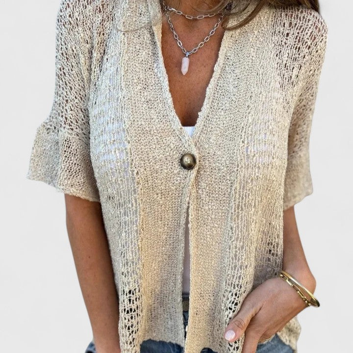 Nina | Chemise Tricotée Élégante — Beige / S